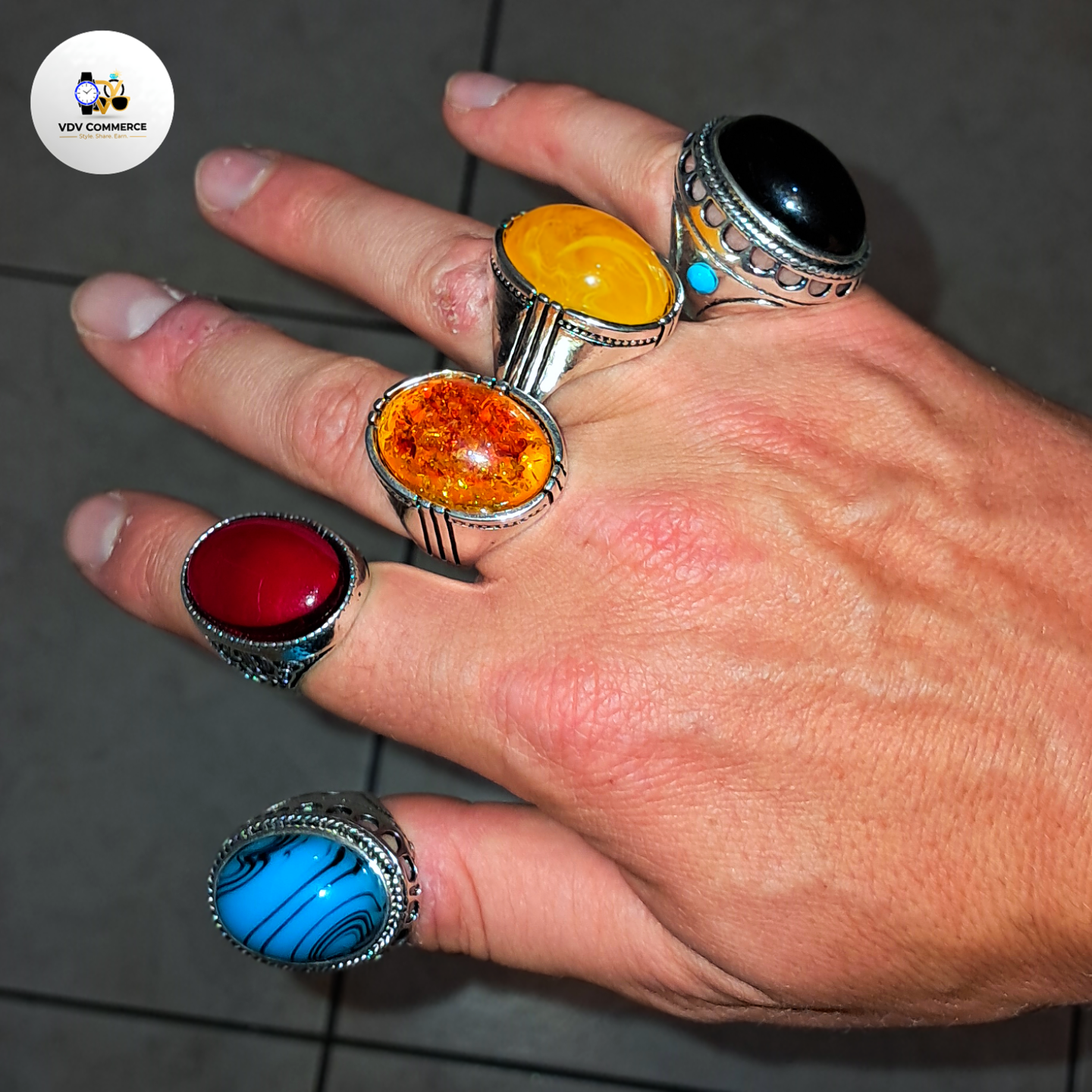 💎 Bold Statement Rings | Faux Gemstone, Hip-Hop Style | VDV Commerce 💎