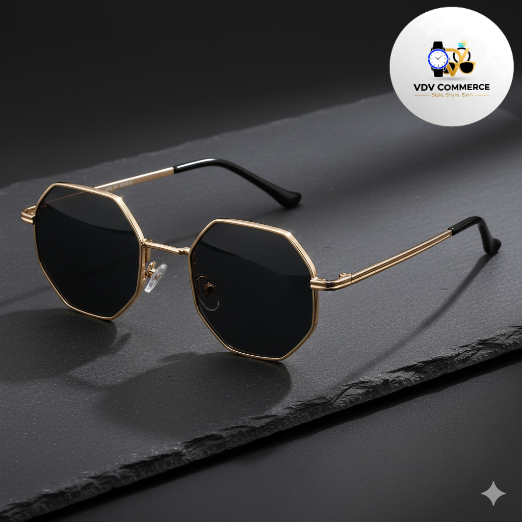 💎 'Hexa' Vintage Polygon Metal Sunglasses | Luxury Unisex UV400 Design 💎