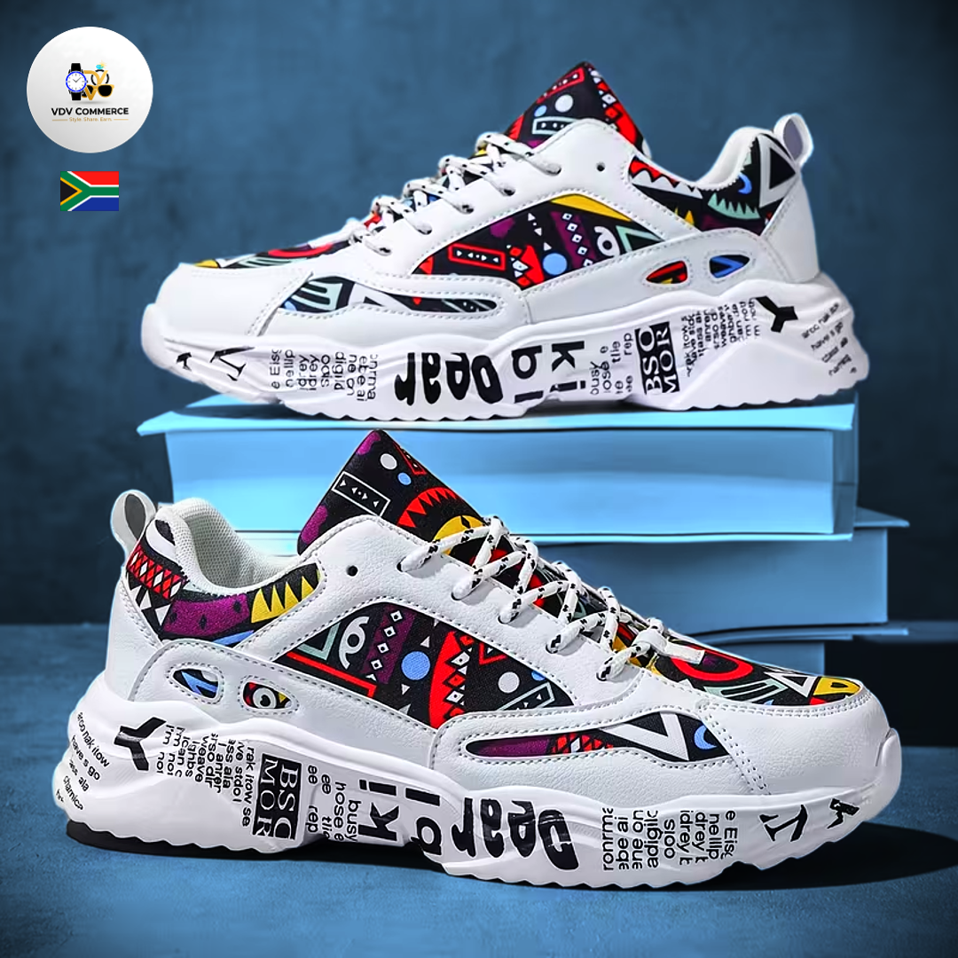 🇿🇦 VDV Mzansi Casual Sneakers | Urban African Print Lace-Up Shoes (Men's Sizes) 🇿🇦