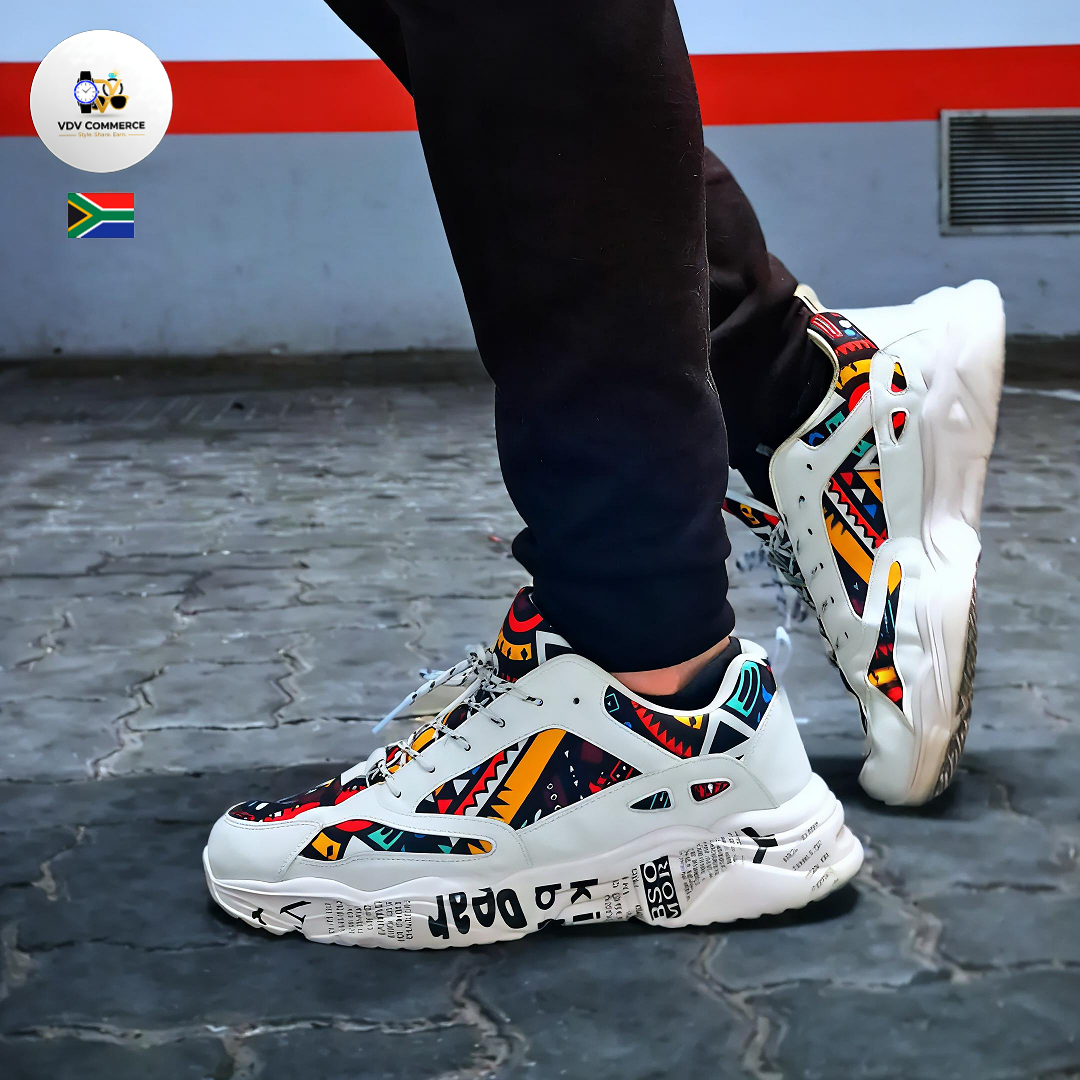 🇿🇦 VDV Mzansi Casual Sneakers | Urban African Print Lace-Up Shoes (Men's Sizes) 🇿🇦