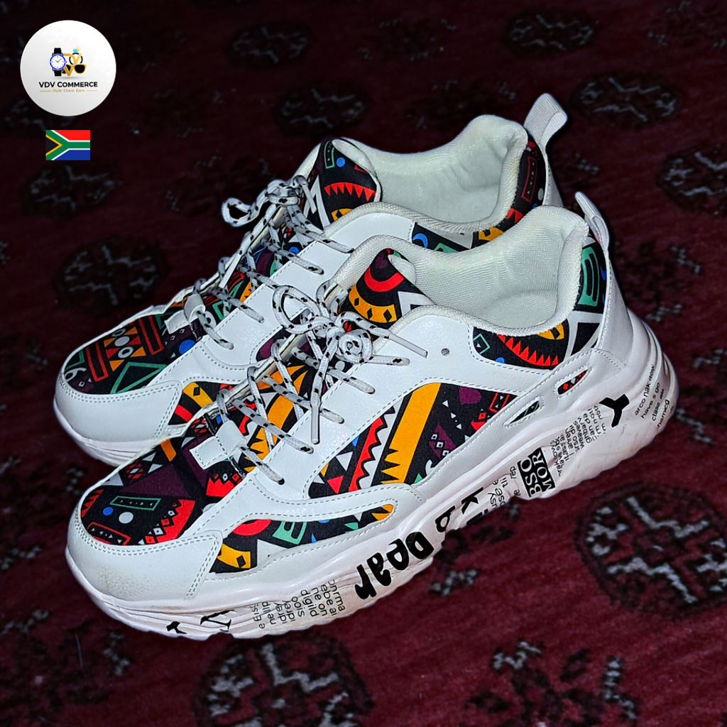 🇿🇦 VDV Mzansi Casual Sneakers | Urban African Print Lace-Up Shoes (Men's Sizes) 🇿🇦