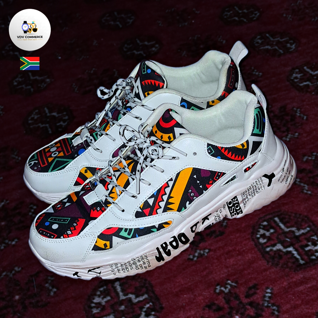 🇿🇦 VDV Mzansi Casual Sneakers | Urban African Print Lace-Up Shoes (Men's Sizes) 🇿🇦